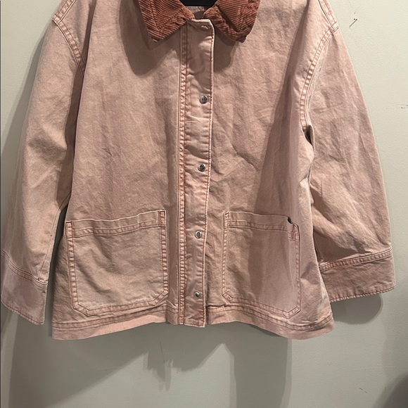 Old Navy Pink Denim Jacket with Brown Corduroy Collar - Picture 6 of 14